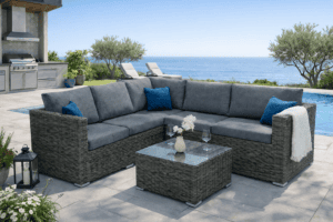 Rattan variálható sarokgarnitúra MALIBU 5 személyes (szürke)