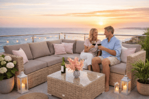Rattan variálható szett MALIBU 5 fő részére (cappuccino)