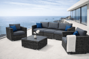 Rattan variálható ülőgarnitúra MALIBU 5 fő részére (szürke)