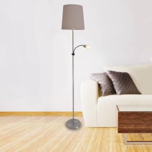 Textil állólámpa Lara LED olvasólámpával