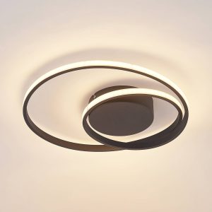 Lindby Emisua LED mennyezeti CCT dimmel. fekete