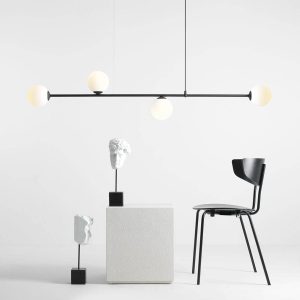 Függőlámpa Alison fekete/fehér 4-izzós Beam 154cm