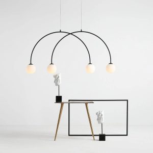 Függőlámpa Alison fekete/fehér 4-izzós íves 129cm