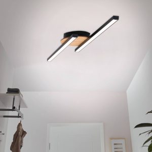 Go LED mennyezeti lámpa 2 égő fekete/fa egyenes