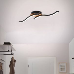 Go LED mennyezeti lámpa 2 égő fekete/fa hullámos