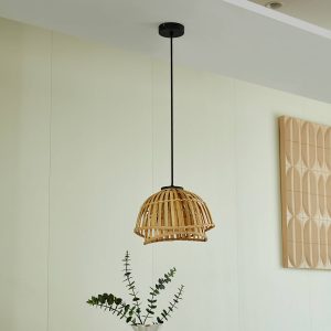 Lindby Dabila lógó világítás bambusz Ø 30 cm