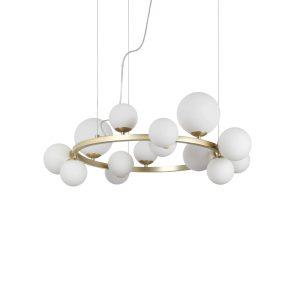 Ideal Lux Perlage medál sárgaréz/fehér 14flg Ø 85 cm