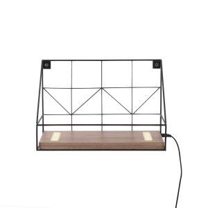 LED fali világítótábla fa polccal