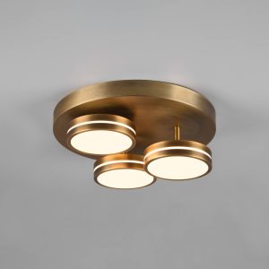 LED mennyezeti lámpa Franklin háromfényű antik sárgaréz