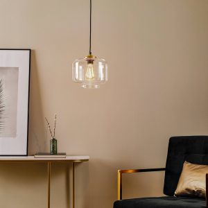 Csöves függőlámpa átlátszó üvegárnyékolóval Ø 25cm