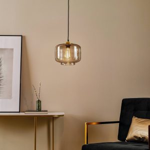 Csöves függőlámpa füstszürke üvegárnyékolóval Ø 25cm