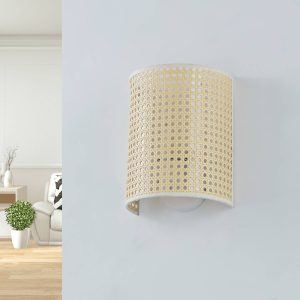 Lindby Lautaro fali lámpa bambuszból Ø 23 cm