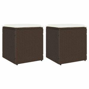 2 db barna polyrattan kerti szék párnával 40x40x43 cm