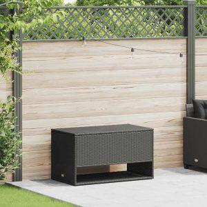 Fekete polyrattan kültéri párna doboz 100x55x55