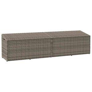 Szürke polyrattan kerti tárolóláda 220x50x58 cm