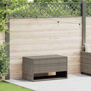 Szürke polyrattan kültéri párna doboz 100x55x55