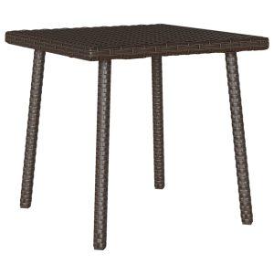 Téglalap barna polyrattan kerti dohányzóasztal 40x40x37cm