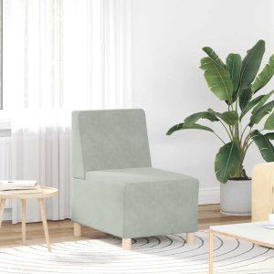 Világosszürke bársony kanapéfotel 55 cm