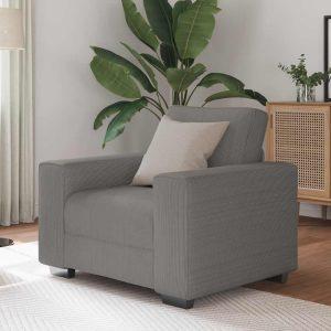 Világosszürke kordbársony szövet kanapéfotel 59 cm
