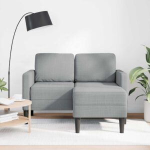 Világosszürke anyagból 2 üléses kanapé l-alakú kanapéval 125 cm