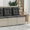 Világosszürke polyrattan dönthető kerti kanapé párnákkal