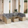 10 darabos kert sofa szett párnákkal bézs polyrattan