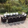 15 részes szürke polyrattan kerti étkezőgarnitúra párnákkal