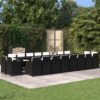 21 részes fekete polyrattan kerti étkezőgarnitúra párnákkal