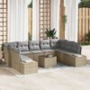 10 darabos kerti kanapé szett párnákkal feketében