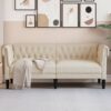 2 személyes krémszínű szövet chesterfield kanapé