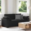 Fekete bársony loveseat kanapé 140 cm