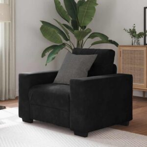 Fekete bársony kanapéfotel 59 cm