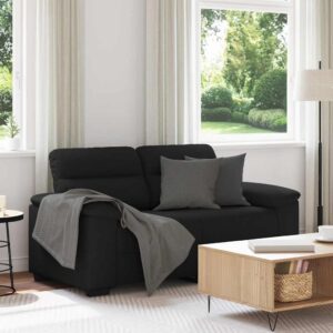 Kétszemélyes fekete szövetkanapé 120 cm
