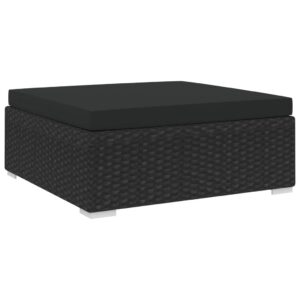 1 db fekete polyrattan moduláris lábtartó párnával