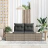 2 fős kertiszófa párnákkal szürke polirattan
