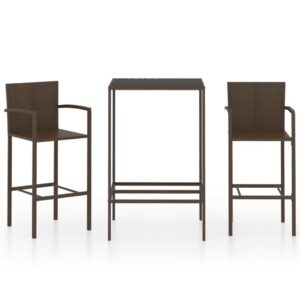 3 részes barna polyrattan kerti bárszett