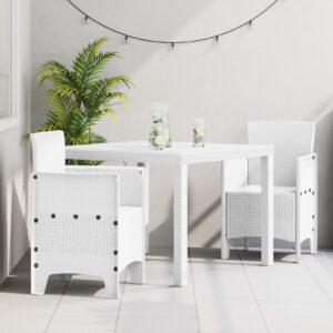 3 részes kerti étkezőszett fehér poly rattan