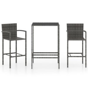 3 részes szürke polyrattan kerti bárszett