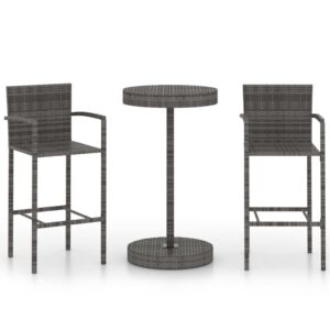 3 részes szürke polyrattan kerti bárszett