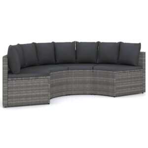 4 részes szürke polyrattan kerti kanapészett párnákkal