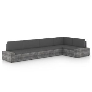 5 részes szürke polyrattan kerti ülőgarnitúra párnákkal