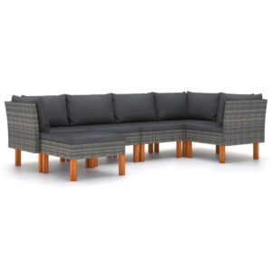 6 részes szürke polyrattan kerti ülőgarnitúra párnákkal