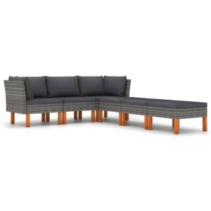 6 részes szürke polyrattan kerti ülőgarnitúra párnákkal