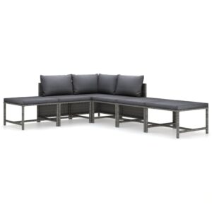 6 részes szürke polyrattan kerti ülőgarnitúra párnákkal