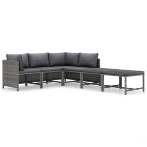 6 részes szürke polyrattan kerti ülőgarnitúra párnákkal