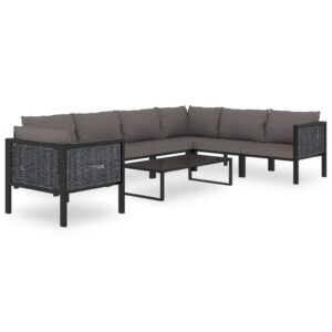 8 részes antracitszürke kerti polyrattan ülőgarnitúra párnákkal