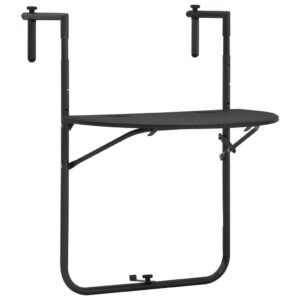 Barna rattan hatású műanyag függő erkélyasztal 60x64x83