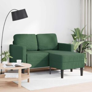 Dzsungel zöld vászon 2 üléses kanapé l-alakú kanapéval 125 cm