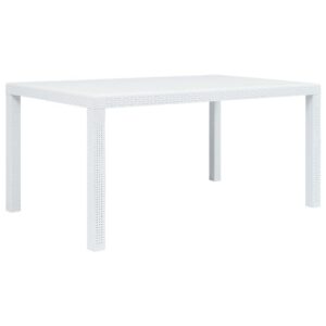 Fehér rattan hatású műanyag kerti asztal 150 x 90 x 72 cm