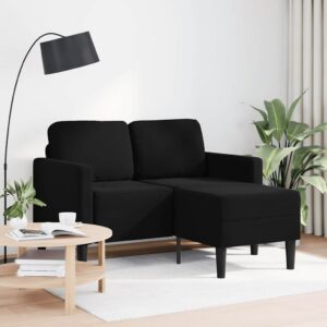 Fekete bársony 2 üléses kanapé l-alakú kanapéval 125 cm